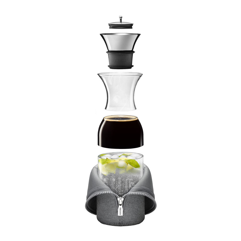 Eva Solo Carafe 1.0L Flip Top - Verre Borosilicate Design Scandinave Sans Néoprène
