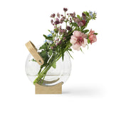 Mater Furniture Handle Vase | Borosilicate Glass/Oak Wood Block & Handle
