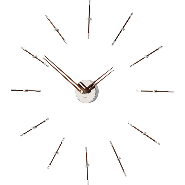 Nomon Mini Merlin 12 N Wall Clock | Chromed Brass/Walnut