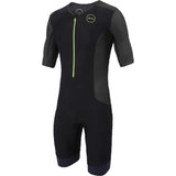 Zone3 Men's Aquaflo Plus Short Sleeve Trisuit | Black/Neon Green