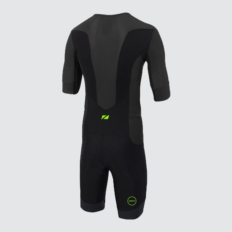 Zone3 Men's Aquaflo Plus Short Sleeve Trisuit | Black/Neon Green