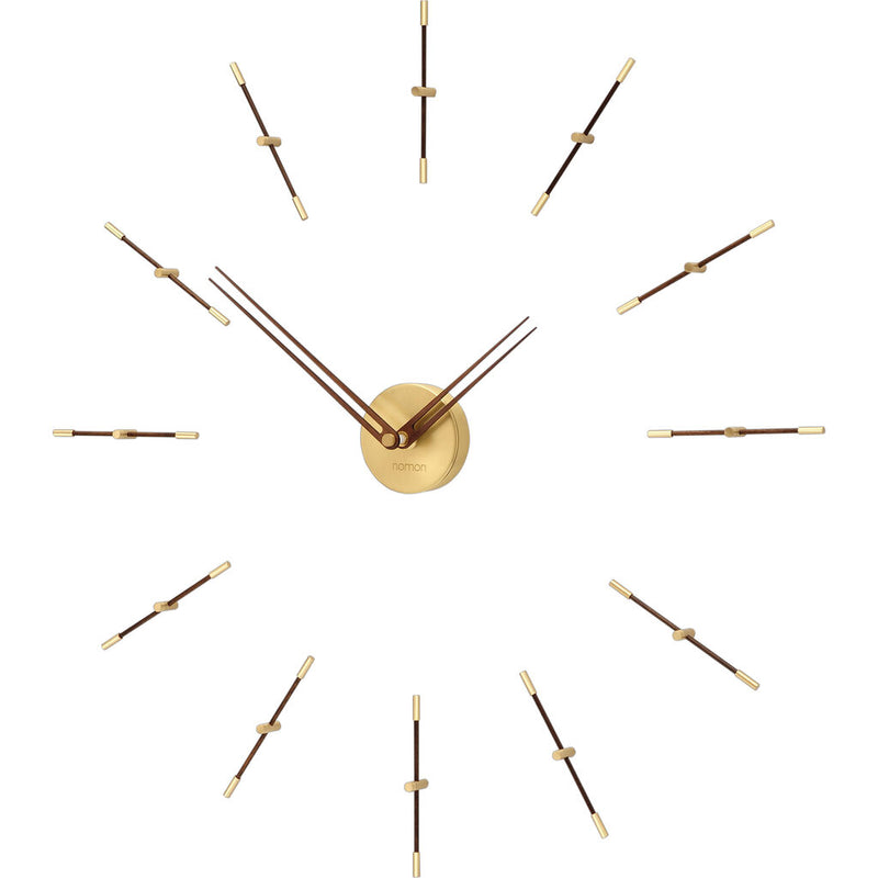 Nomon Mini Merlin 12 G Wall Clock | Brass/Walnut