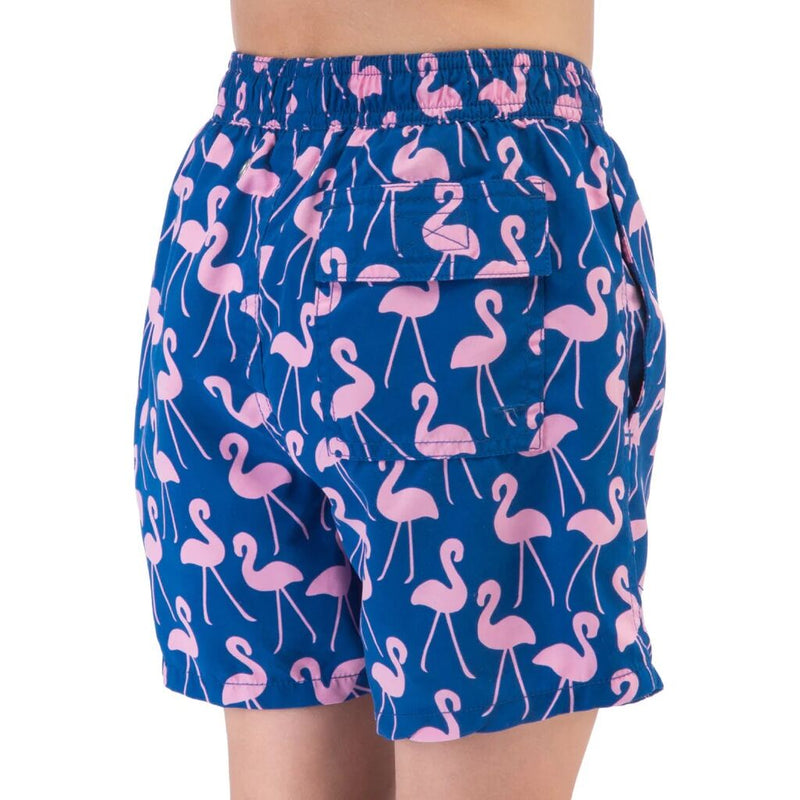 Tom & Teddy Father Son Swimming Trunks | Rose & Blue Flamingo
