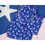 Tom & Teddy Father Son Swimming Trunks | Rose & Blue Flamingo