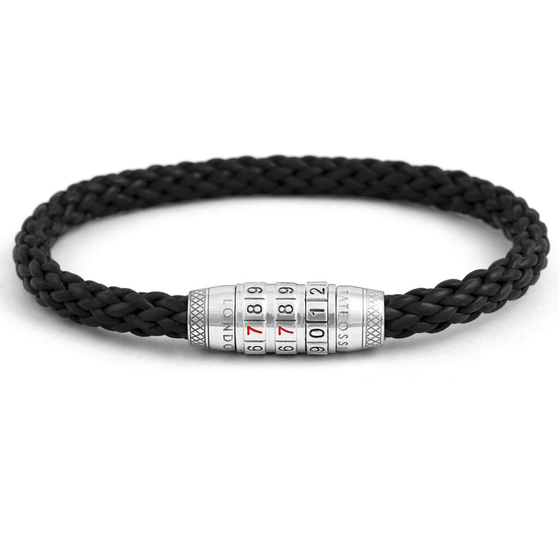 Tateossian Combination Lock 777 Bracelet | Black/Silver
