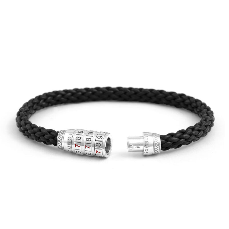 Tateossian Combination Lock 777 Bracelet | Black/Silver