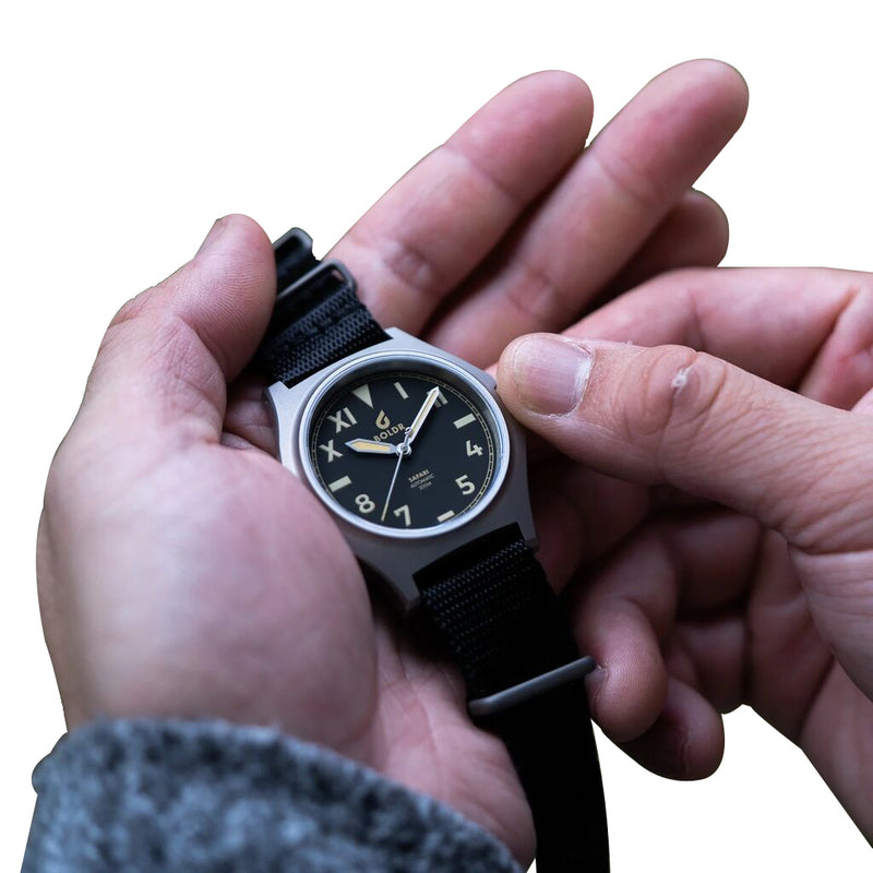BOLDR Ranger Kopje Automatic Men's Wrist Watch - Matt Black Dial with Nylon Strap