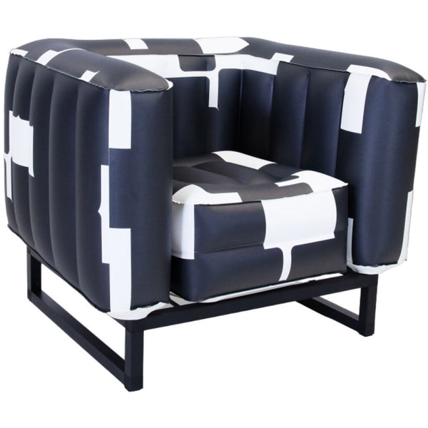 MOJOW Furniture | Yomi Atelier Armchair | Black Aluminum Frame | Black and White