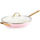 Greenpan Reserve Ceramic Nonstick 12" Frypan with Helper Handle | Blush with Gold-Tone Handles