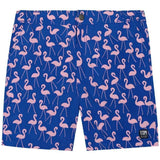 Tom & Teddy Father Son Swimming Trunks | Rose & Blue Flamingo