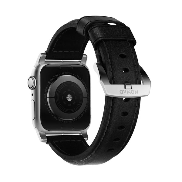 Nomad Traditional Apple Watch Strap | Black Leather/Silver Hardware