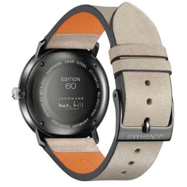 Junghans Max Bill Regulator Automatic Mens Wrist Watch - 38mm Edition Set 60 Analog Watch with Luminous Substance and Water Resistance, Light Grey Leather Strap