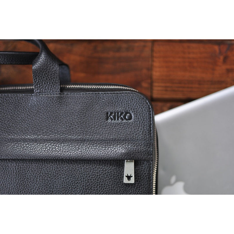 Kiko Leather Agent Pebble 15 Laptop Briefcase | Black 601