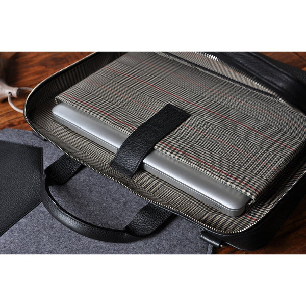 Kiko Leather Agent Pebble 15 Laptop Briefcase | Black 601