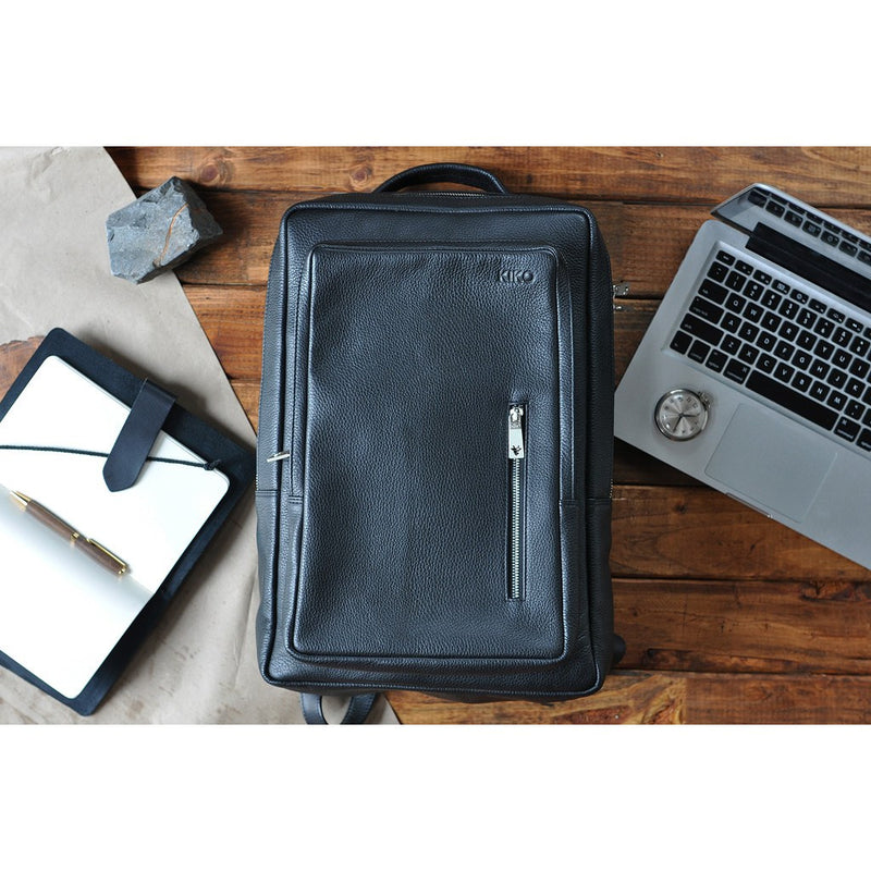 Kiko Leather Pebble 13 Laptop Backpack Black 602 – Sportique