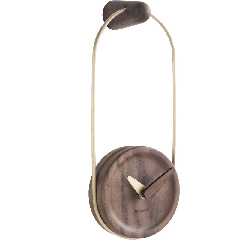 Nomon Micro Eslabon G Wall Clock | Walnut/Brass