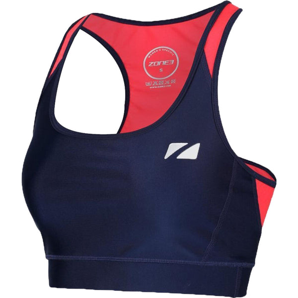 Zone3 Women's Aquaflo Plus Bra Crop Tri Top | Navy/Coral