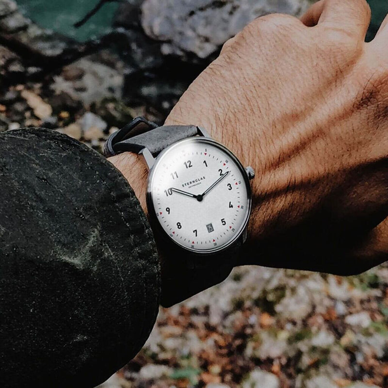 Sternglas Vintage Cattle Leather Strap 20mm | Concrete Silver