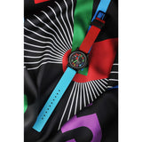 Anicorn - M/M Paris "2" Collection - Timepiece "2Lazy" Watch (100Pcs Worldwide) | Japan Miyota 9015 Automatic Movement,  Colored 3D Dial In A Metallic Black Case, Red-Teal Leather Strap