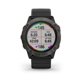Garmin Fenix 6X Pro Solar Watch Titanium Carbon Gray DLC - Black Band, 010-02157-20