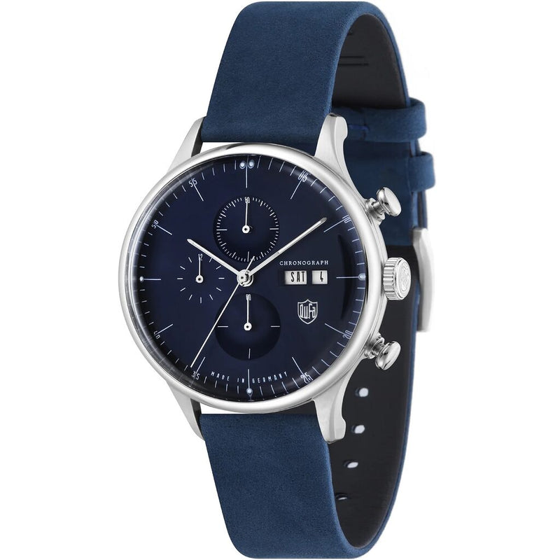 DuFa VAN DER ROHE BARCELONA Chrono Watch | Stainless Steel Blue Dial Blue Band