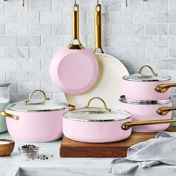 Greenpan Reserve Ceramic Nonstick 10 Piece Cookware Set | Blush