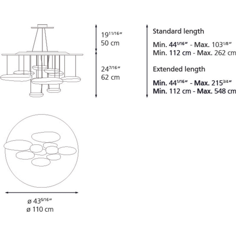 Artemide Mercury Suspension Ceiling LED Light | 2X27W 90CRI DIM 2-WIRE Inox