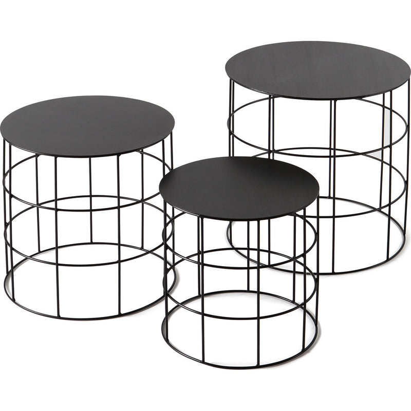 Atipico Set Of 3 Reton Rounded Coffee Tables | Jet Black 7001