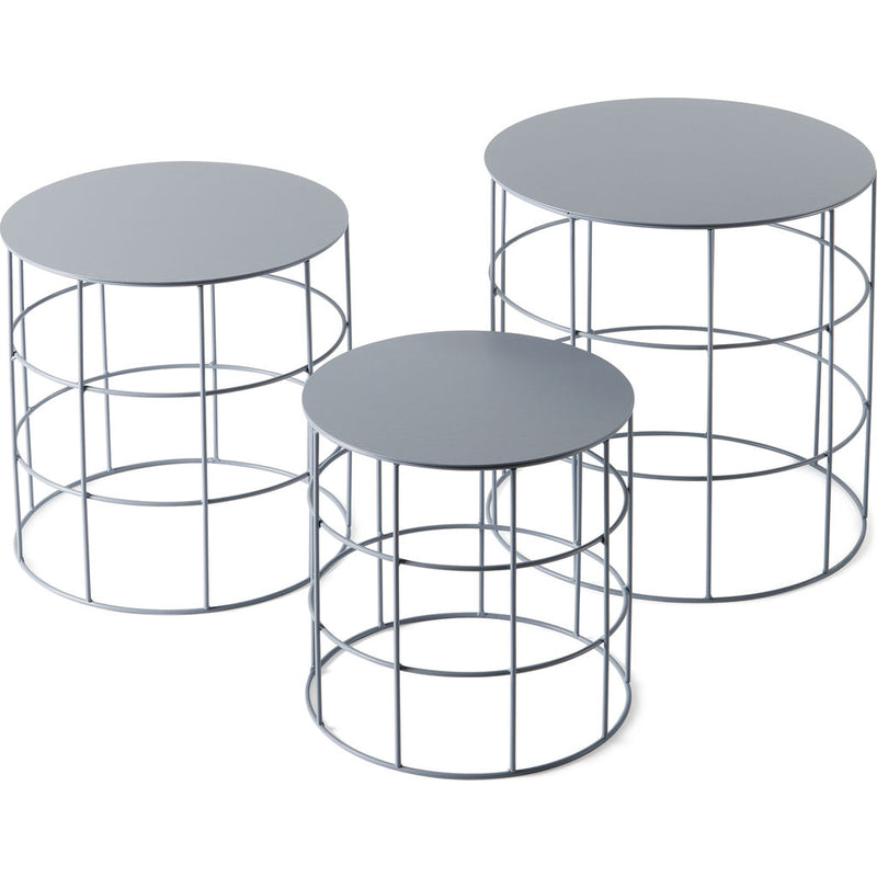 Atipico Set Of 3 Reton Rounded Coffee Tables | Ash Gray 7003
