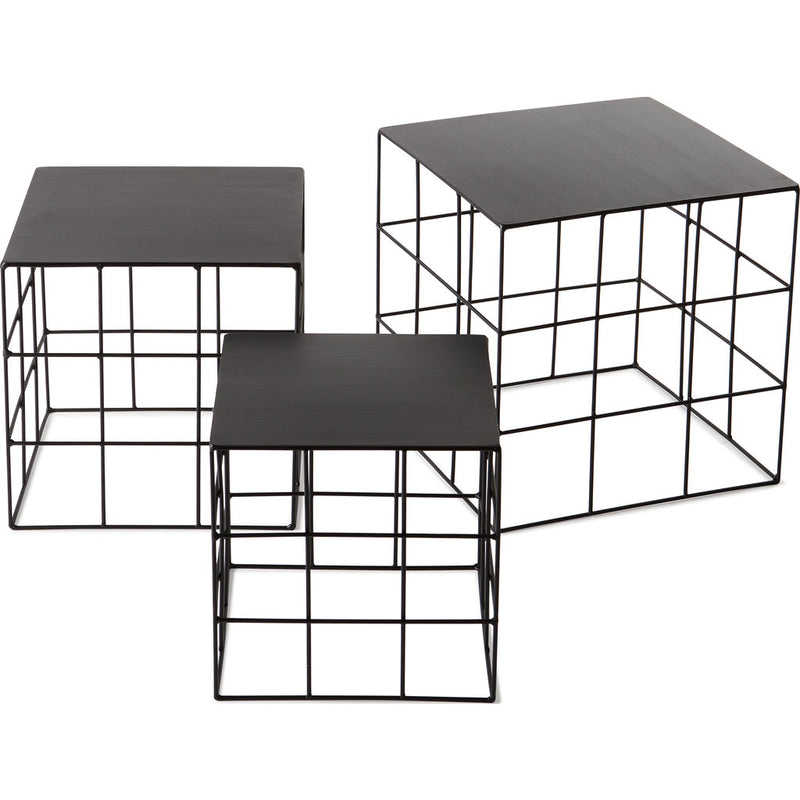 Atipico Set Of 3 Reton Squared Coffee Tables | Jet Black 7011
