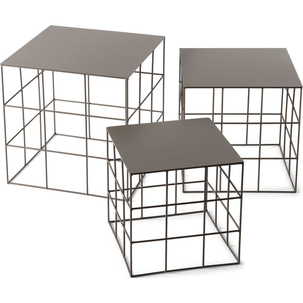 Atipico Set Of 3 Reton Squared Coffee Tables | Beige Gray 7012