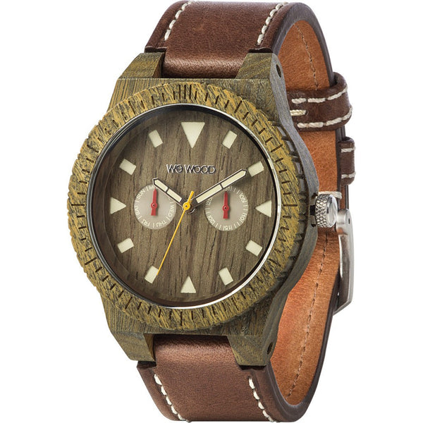 WeWood Leo Leather US Army Wood Watch | Brown WLLAUS