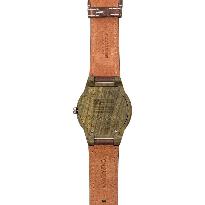 WeWood Leo Leather US Army Wood Watch | Brown WLLAUS