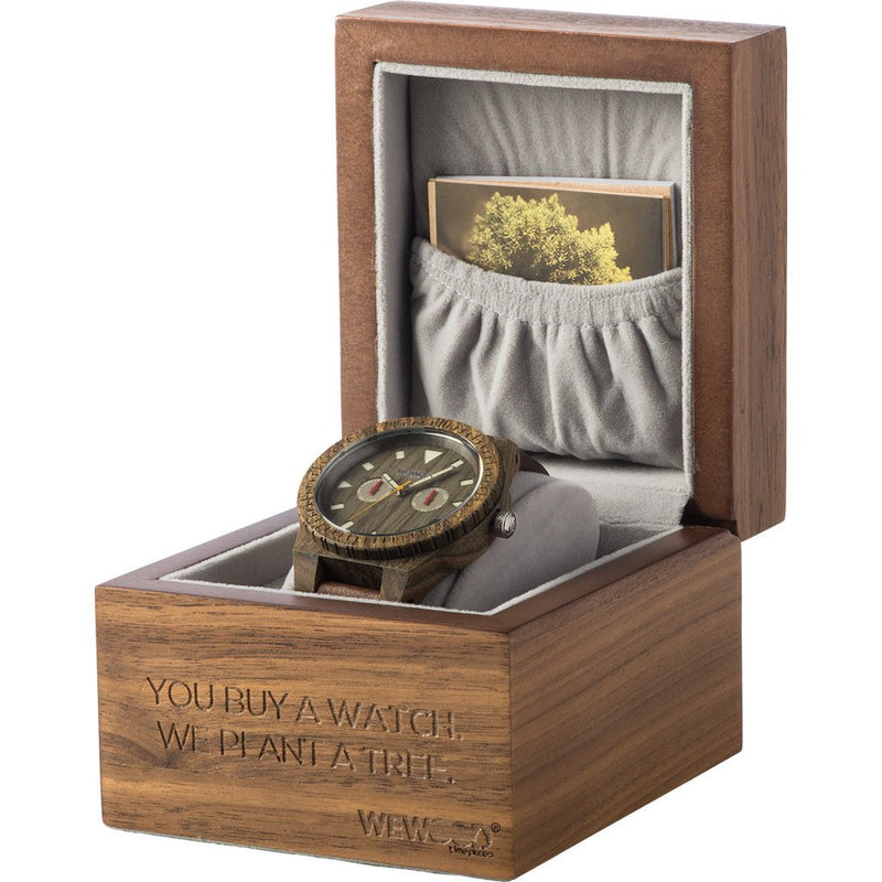 WeWood Leo Leather US Army Wood Watch | Brown WLLAUS