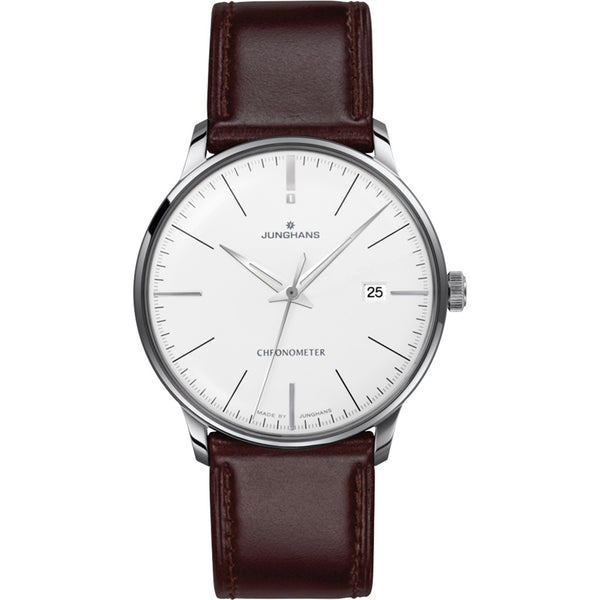 Junghans Meister Chronometer Stainless Steel Watch | Brown Strap 027/4130.00