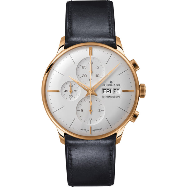 Junghans Meister Chronoscope Gold Watch | Black Strap 027/7023.01