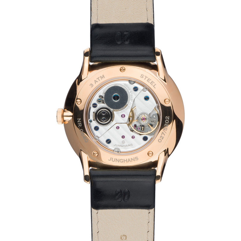 Junghans Meister Handaufzug Gold Watch | Black Strap 027/5002.00