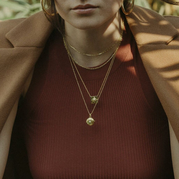 Awe Inspired Diamond Heart Locket Diamon Cut Bead Chain STANDARD 16"-18" | Gold Vermeil