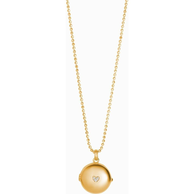Awe Inspired Diamond Heart Locket Diamon Cut Bead Chain STANDARD 16"-18" | Gold Vermeil