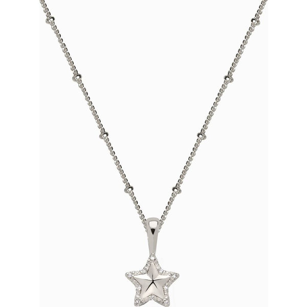 Awe Inspired Diamond Star Charm Necklace Saturn Chain STANDARD 16"-18" | Sterling Silver