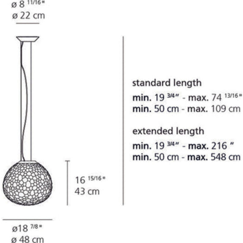 Artemide Meteorite Suspension Max Light | 100W E26 White EXT 15FT