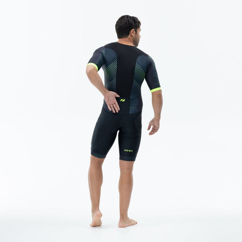 Zone3 Men's Activate Plus Revolution Short Sleeve Trisuit | Black/Green