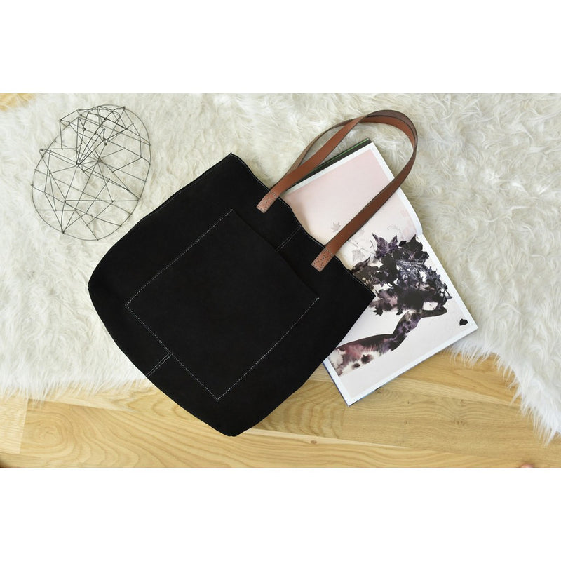 Kiko Leather PCH Suede Tote | Black-731-1