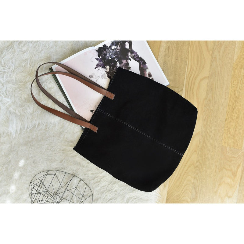 Kiko Leather PCH Suede Tote | Black-731-1