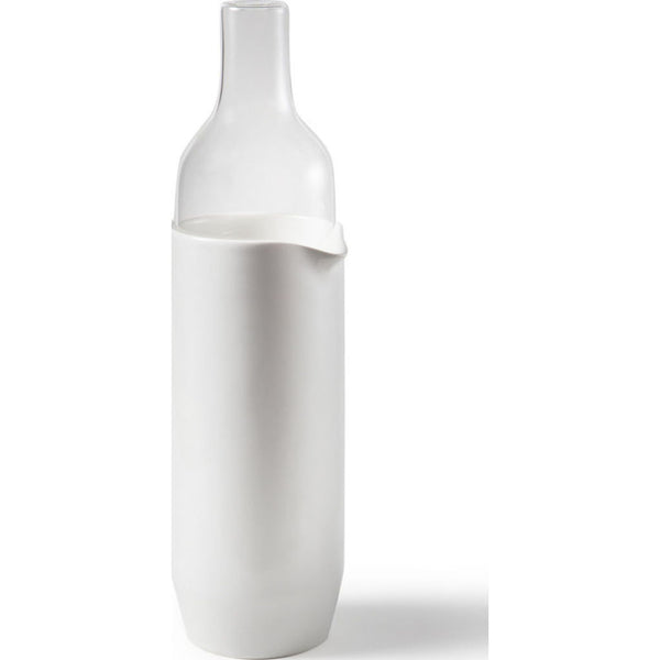 Atipico Crudo White Ceramic Jug | Transparent Lid 7535