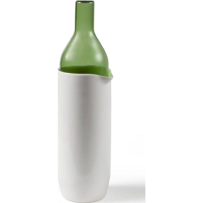 Atipico Crudo White Ceramic Jug | Green Lid 7536