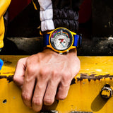 The Electricianz Cable Z Nato Watch  | Yellow Case, Silver Dial, 45mm Case