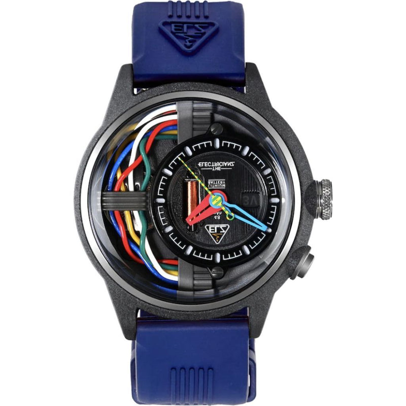 The Electricianz CARBON Z RUBBER 45mm | Blue Rubber Strap/ Nylon