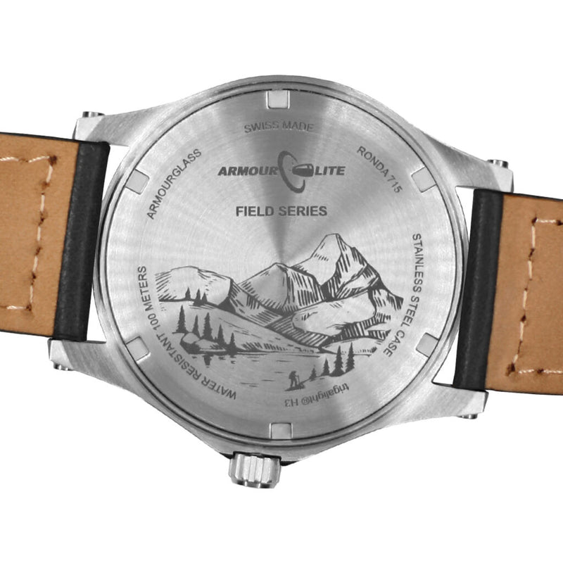 ArmourLite Field Series Genuine Leather Mens Watch | Diameter: 42mm Thickness: 10.8mm - Shatterproof Armourglass - Beige Dial