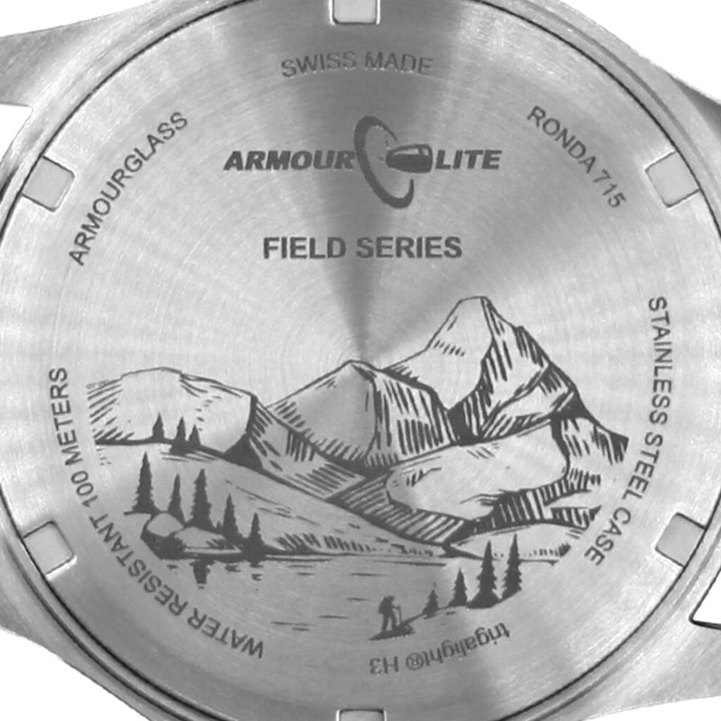 ArmourLite Field Series Nylon Mens Watch | Diameter: 42mm Thickness: 10.8mm - Shatterproof Armourglass - Black Dial